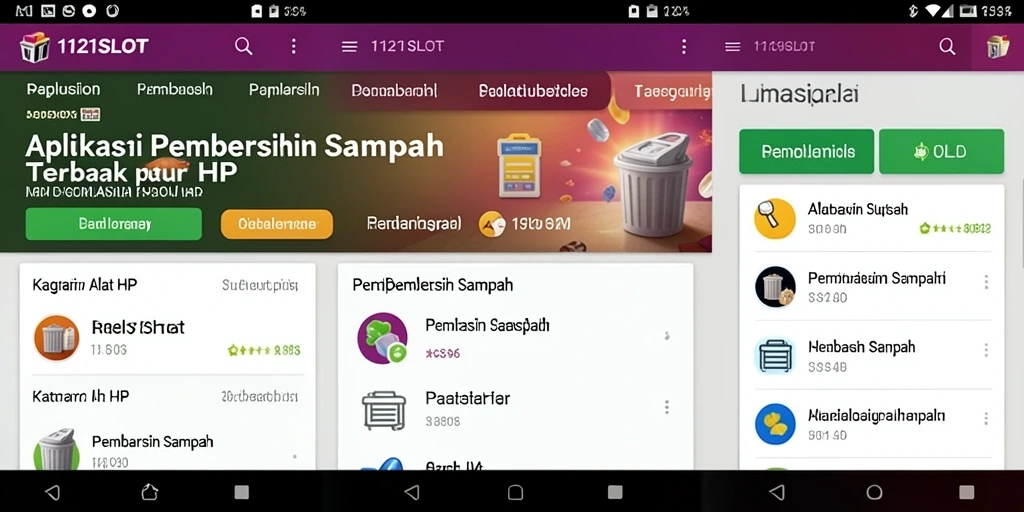 Antarmuka dan fungsi utama aplikasi Pembersih Sampah 1121SLOT.