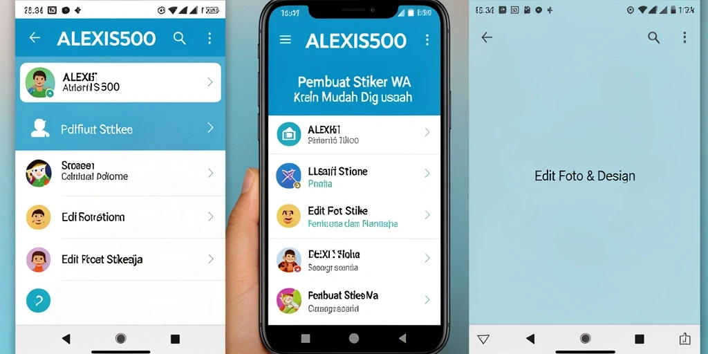 Tampilan antarmuka ALEXIS500 untuk pembuatan stiker WA yang menarik.