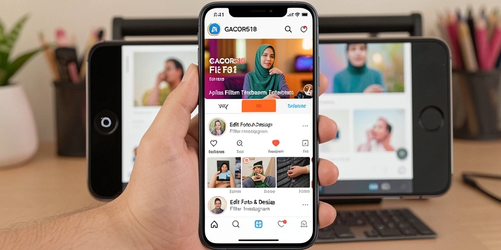 Antarmuka aplikasi GACOR518 yang menampilkan berbagai filter Instagram.