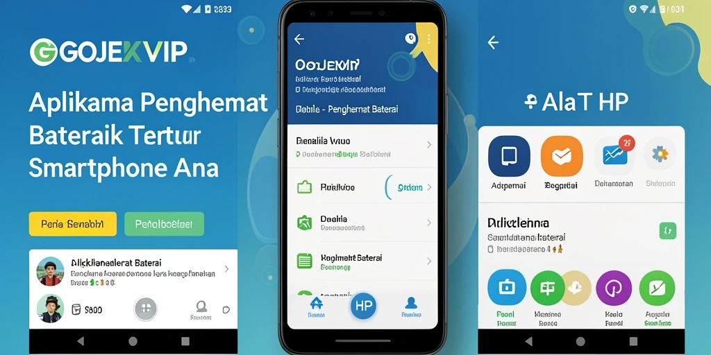 Tampilan antarmuka GOJEKVIP dengan fitur penghemat baterai yang menarik.