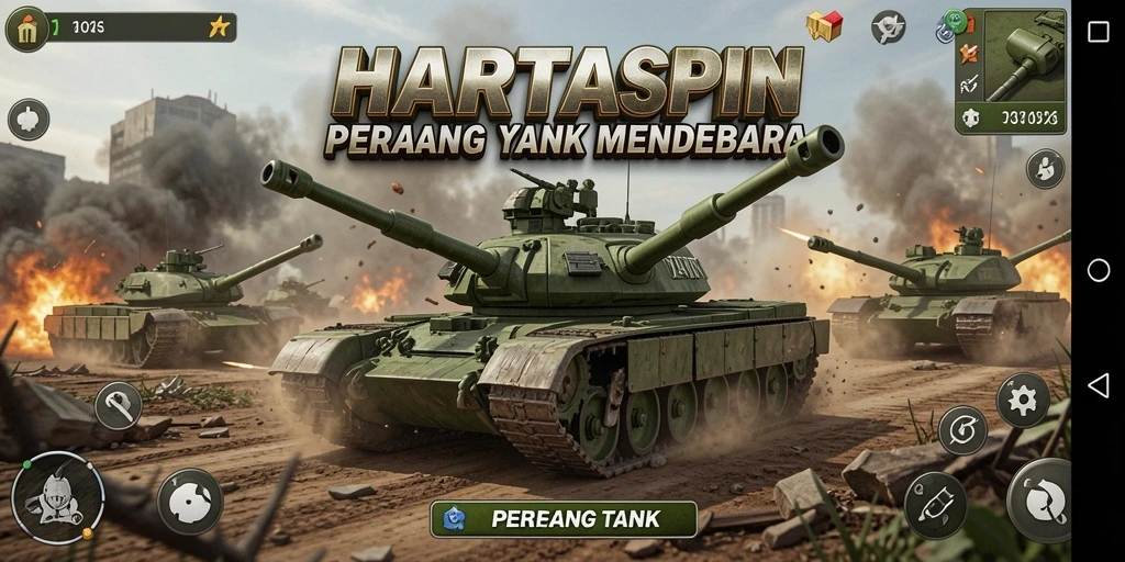 Tampilan antarmuka HARTASPIN dengan berbagai pilihan tank Perang.