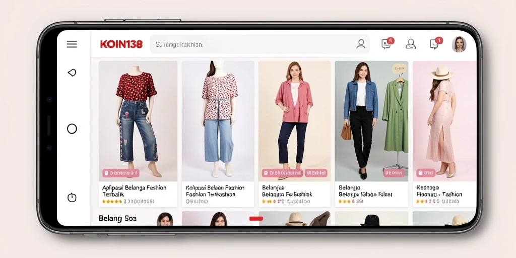 Antarmuka KOIN138 yang modern dan sederhana untuk belanja fashion.