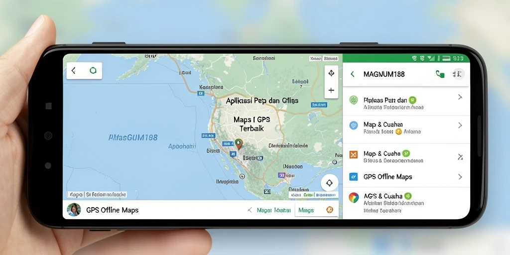 Tampilan antarmuka MAGNUM188 dengan berbagai fungsi GPS Offline Maps.